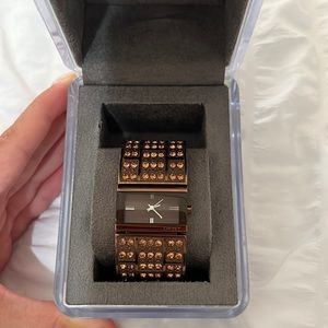 DKNY Ladies Clasp Bracelet Crystal Copper Watch